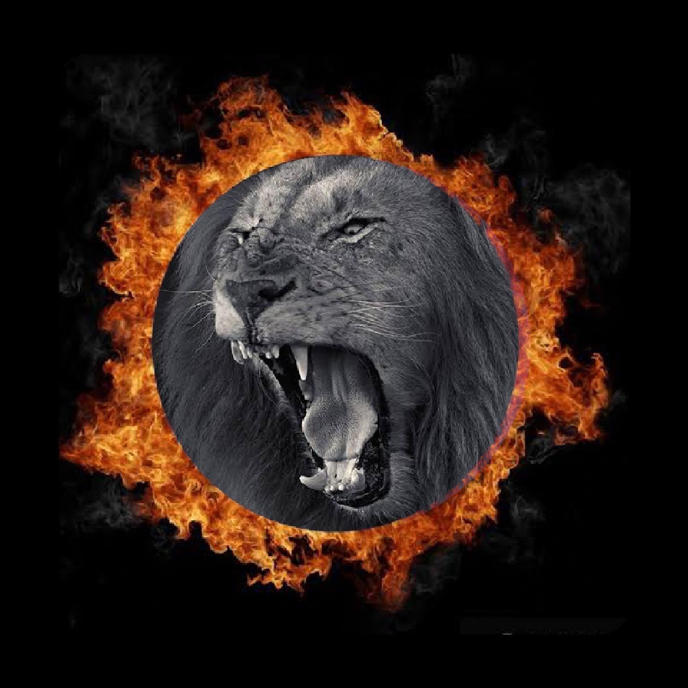Lion in Fire Circle
